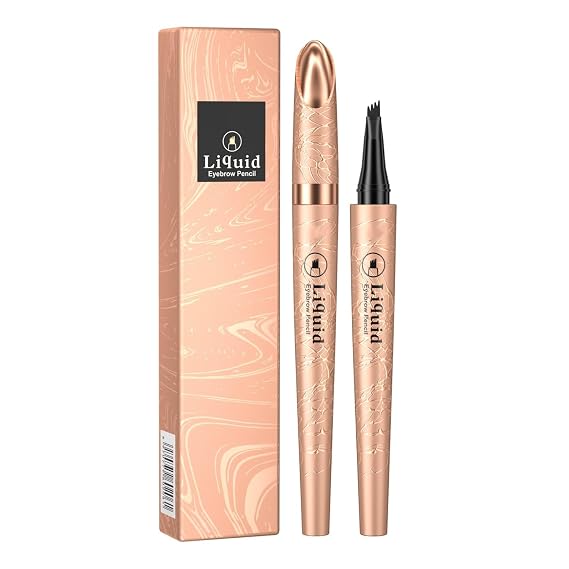 Gold Tube Wild Eyebrow,Four fork liquid eyebrow pencil,Waterproof and non smudging,Four headed forked eyebrow pencil (3#Gray)