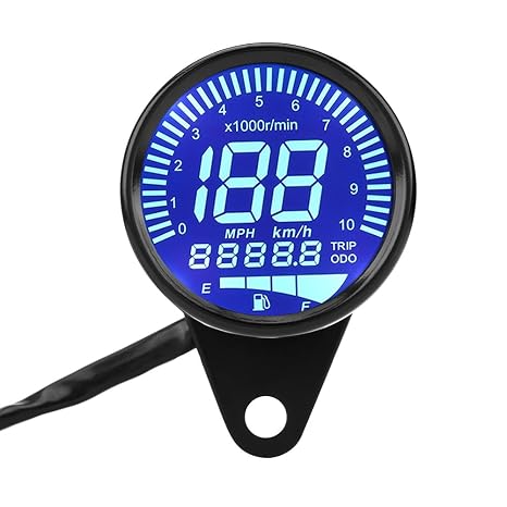Motorcycle Speedometer,12V Dc Universal Motorcycle Waterproof Led Digital Speedometer Tachometer Motorbike Speed Meter Gauge Oil Level Meter Voltmeter Voltage Black Universal Motorcycle Speedomet