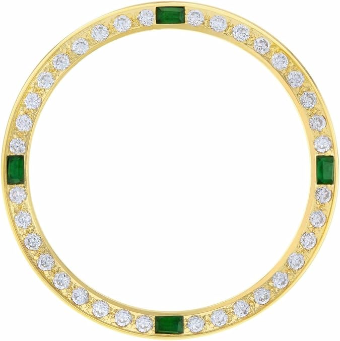 Ewatchparts Created Diamond Emerald Bezel Compatible With Men's 34mm Rolex Date Oyster Perpetual Gold