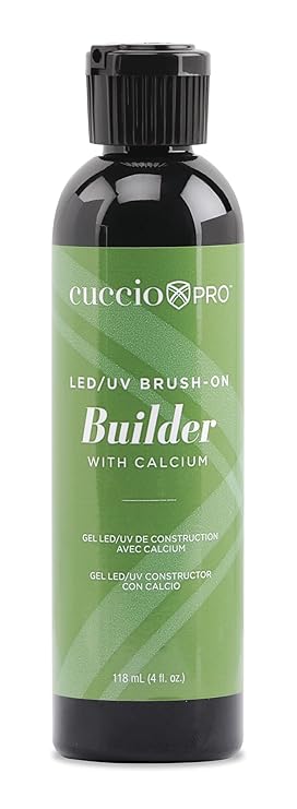 Cuccio Pro Brush-On Builder Gel with Calcium LED and UV Self-Leveling Formula Soak-Off Gel with Hard Strength Chip-Resistant Clear Finish 4 oz