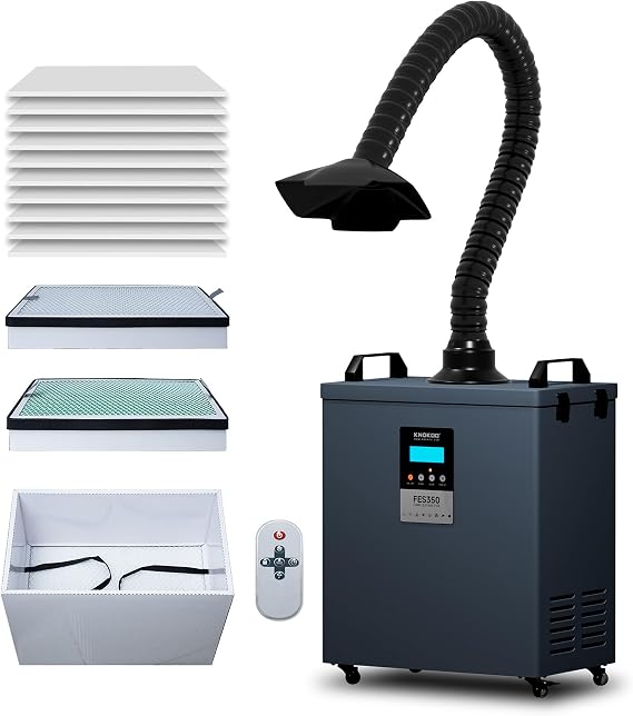FES350 350W Fume Extractor with 13 Pcs Filter for S1,M1 Ultra, F2 Ultra, D1 Pro 30W to 70W Laser Engraver, 420m3/h Smoke Purifier with 7.7lbs Carbon Odor Removal for Engraving, Welding
