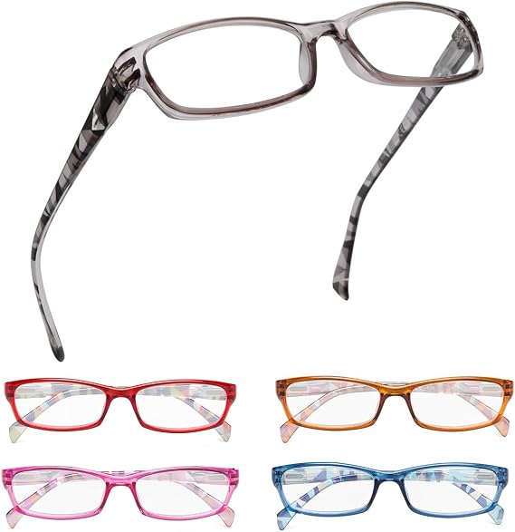 GUD Reading Glasses For Women - 5 pairs Rectangular Ladies Eyeglasses Readers +1.75