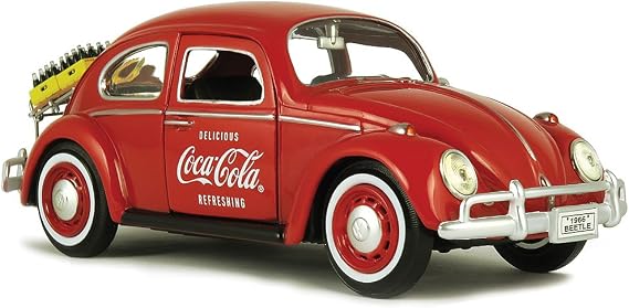 Coca-Cola 1/24 1967 Volkswagen Beetle with rear Decklid Rack & 2 bottle cases