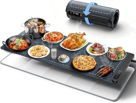 XXL 36"x16" Extra Large Warming Mat for Food (Insulated Mat Included), Food Warming Mat with 6 Temperature Settings and 6 Hour Timer, Electric Warming Trays for Buffets Party, Home Use