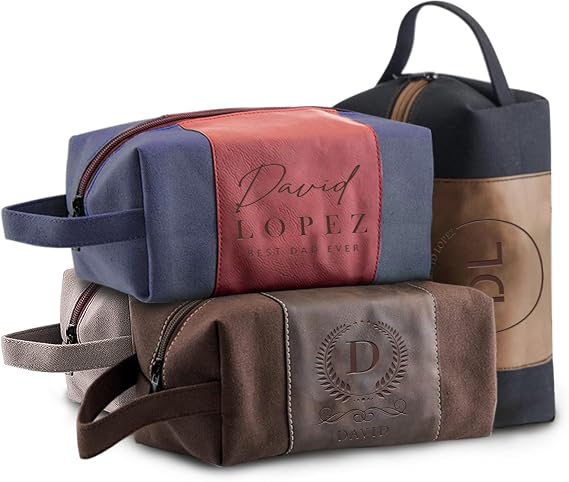 Personalized Toiletry Bag for Men - Leather Toiletry Bag for Men - Custom Toiletry Bag for Men - Mens Toiletry Travel Bag for Groomsmen Giveaway, Christmas, Birthday, Holiday Gifts (Single, Black)