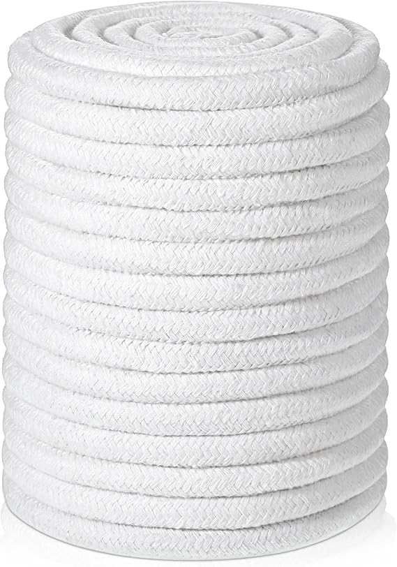 166 Ft 3/8 Inch Braided Cotton Rope, Natural Soft White Cotton Rope Utility for Clothesline, Swing, DIY, Baskets, Camping, Crafting, Flag Pole