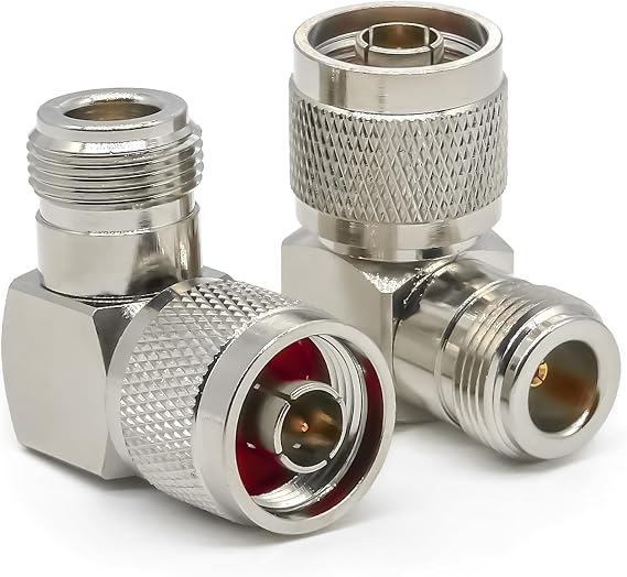 2PCS N Type Connector Right Angle Adapter, Low Loss 90 Degree Type N Female to N-Type Male Elbow Coax Connector Adapter for Radios, Antenna, Broadcast, LMR