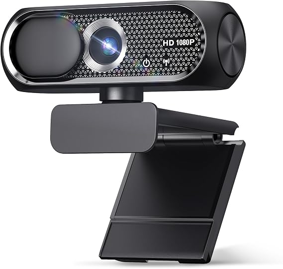 Webcam: 1080p Full HD, 2-Megapixel, Built-in Microphone, Noise Reduction, Privacy Cover Included, 110 Wide Angle, Auto Exposure Correction, USB-Powered, Easy Setup, Ideal for Remote Work
