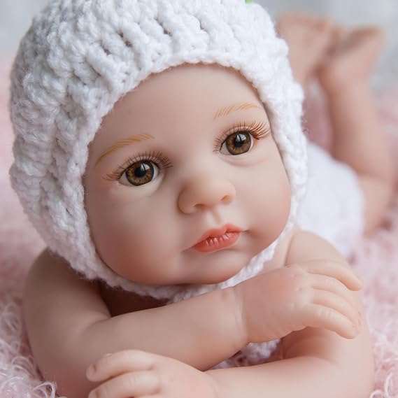 TERABITHIA 10inch Mini Cute Lifelike Silicone Vinyl Full Body Reborn Baby Dolls Washable for Girl