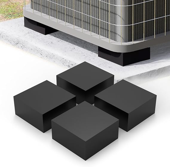 4 Pack Rubber Anti Vibration Pads, 4'' X 4'' X 2" Non-Slip Vibration Isolation Pads for Central Air Conditioner Outdoor Unit, HVAC, Air Compressor, Lift the Unit Off Ground