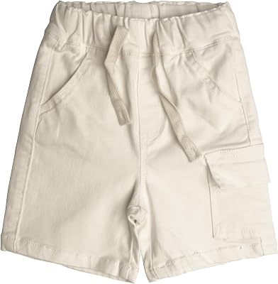 KIDSCOOL SPACE Kids Denim Shorts,Ribbed Elastic Waist with String Summer Jeans Half Cargo Jeans