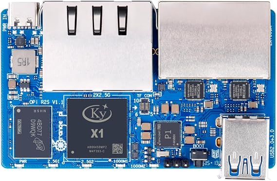 Orange Pi R2S 2GB/4GB/8GB RISC-V Single Board Computer with 8-Core RISC-V AI CPU, 8GB Onboard eMMC, Dual 2.5G & Dual 1000M Ethernet, Development Board Run OpenWrt/Ubuntu (8GB)