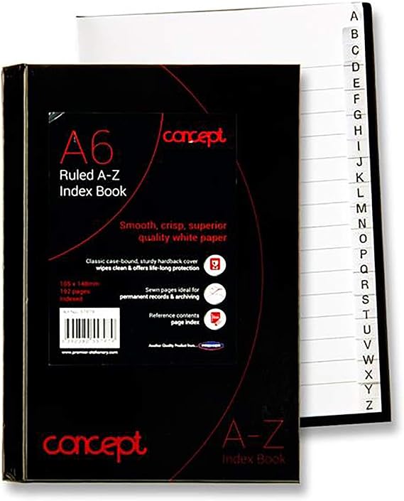 Concept Notebook A6 Lined Hardcover Notebook, Premium Paper, Ruled Journal Notebook, Address Book, Organiser, Student & Teacher Planner, Perfect for School, Office & Home