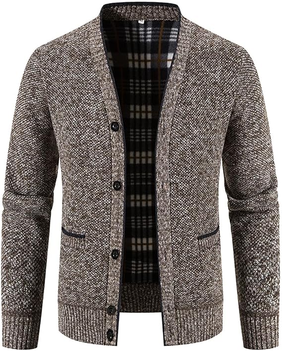 HEYDHSDC Men Cardigans Sweaters Winter Thicker Warm Sweaterscoats Male V-Neck Slim Fit Sweaters
