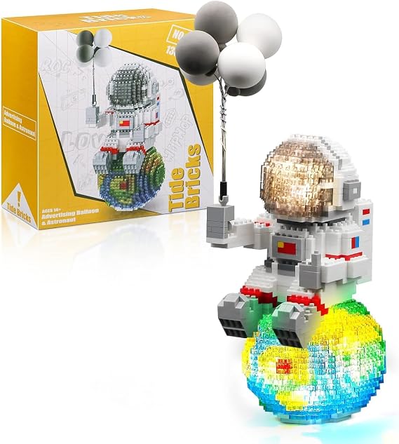 Finger Rock Astronaut Mini Bricks Miniature Building Set Micro Building Kits for Adults Teens 14+ Space Toys with Balloons - Compatible Nano (1368 Pieces)