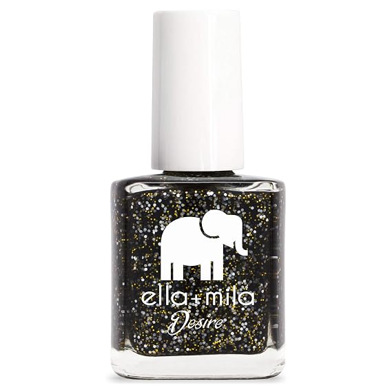 ella+mila Vegan Nail Polish - Quick Dry & Chip Resistant (Black Tie Affair) | 17-free vegan nail lacquer; cruelty-free & gluten-free; high-shine color for an at-home manicure; 0.45 fl oz brush-on