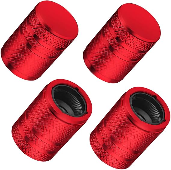 4 pcs Tyre Valve Stem Caps for VinFast VF6 2025 -, Aluminium Alloy Leak-proof Wheel Dust Covers Durable Air Valve Protectors Auto Rim Accessories,Red