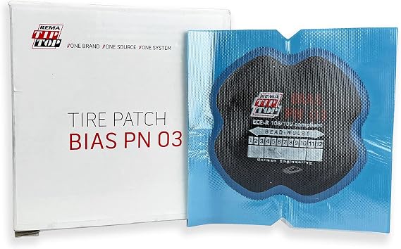 Rema TIP TOP PN03 Bias Tire Repair Patches, 4 Inch Wide Two-Ply Vulcanizing Patches for Bias Tire Repairs, Professional Tire Patch Units, 10 Count