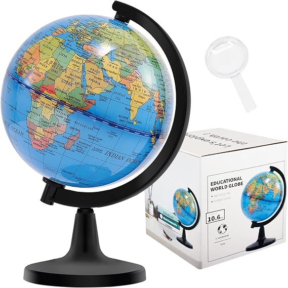 10.6CM World Globe for Kids | Educational, Rotating World Map, Mini Size, Classroom Geography Teaching, Desk and Office Decoration
