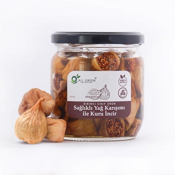 ALL GREEN Zeytinyağlı Dağ İnciri - 400g |%100 saf sızma soğuk sıkım zeytinyağı ve 6 sağlıklı yağların karışımı - koruyucusuz, katkısız