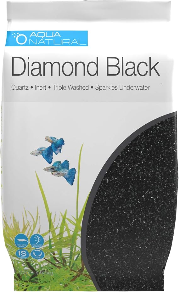 Aqua Natural Aquarium Substrate, Diamond Black Gravel, 10lb