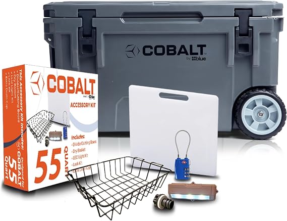 Cobalt 55 Quart Gray Roto Molded Cooler with Accessory Kit