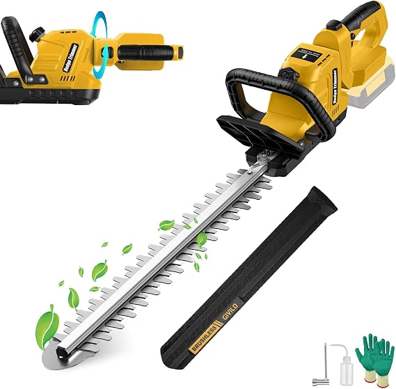 Givilo 20.4" Hedge Trimmer Cordless Compatible with Dewalt 20V MAX Battery