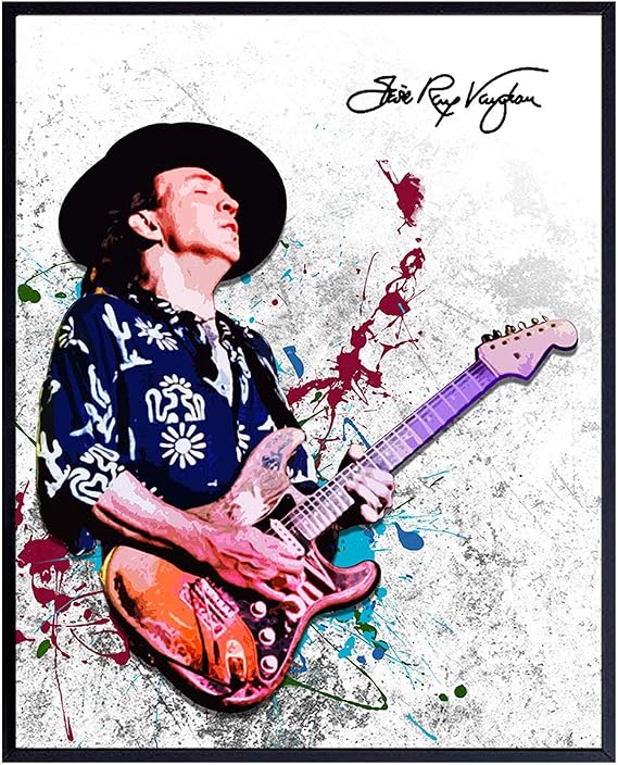 Stevie Ray Vaughan Unframed Wall Art Print - Great Gift for Music and Rock n Roll Fans - Cool Steampunk Home Decor - Ready to Frame (8x10) Vintage Photo