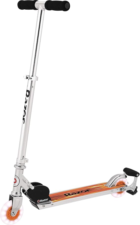 Razor Spark Ultra Kick Scooter for Kids Ages 8+ Spark Bar, Ultra Bright LED Wheels, Rear-Fender Brake, Adjustable Handlebars, for Riders up to 143 lbs