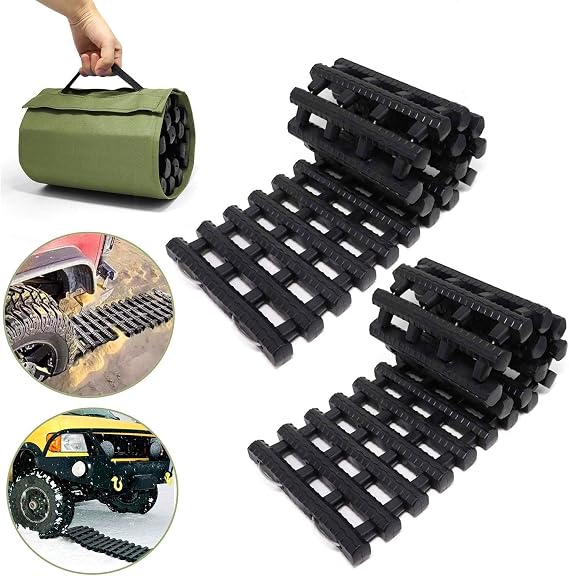 2PC Traction Tracks Mats 31.5" Tire Recovery Car Tyre Traction Boards | Tire Ladder Emergency Devices for Cars, Trucks, Van, Traction Aid for Off-Road Mud Snow Ice Sand