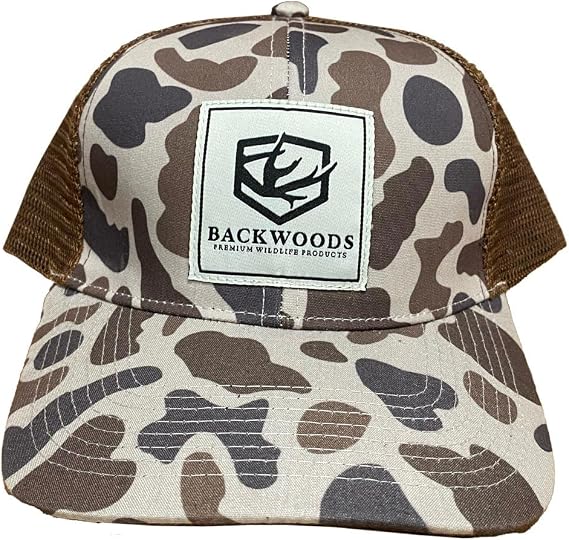 Backwoods Old School Slough/Chocolate LHC Slate Camo Meshback Trucker Hat w/Woven Patch