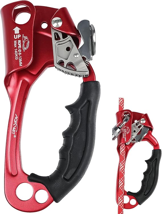 UIAA & CE Certified Rope Ascender Aluminum Alloy Rock Climbing Gear Strong Rigging Rappelling Equipment for Rock Tree Climbing Arborist Rescue Mountaineering Caving