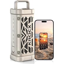 TRAVOR Magnetic Bluetooth Outdoor Speaker, Rugged All-Aluminum Build, 45W, Deep Bass, IP68 Waterproof Portable Speakers for Golf Cart, Camping & Beach TWS Wireless Pairing-Cloud Dancer Metallic