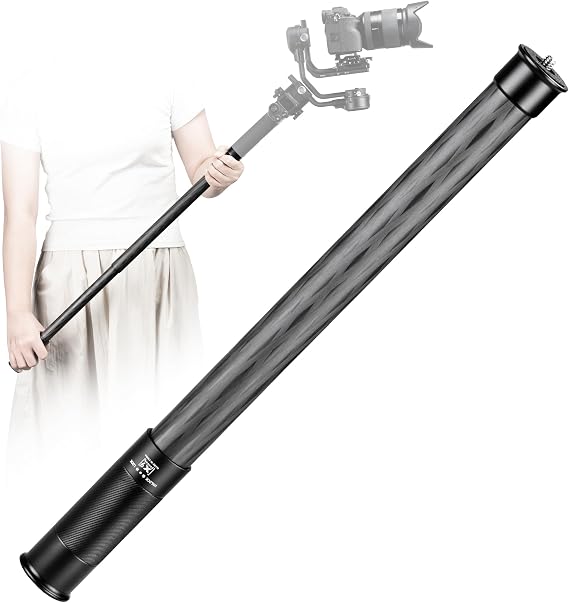 FANAUE Gimbal Extension Pole Carbon Fiber Extension Monopod Pole Stick with 1/4" Screw, 2 Section Universal Rod for Tripod Compatible with Digtital Camera Smartphone Long Selfie Tick Length is 14"-25"