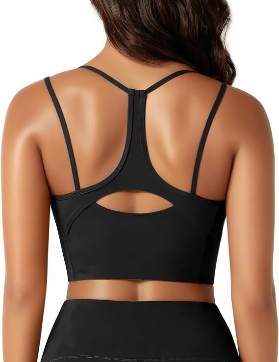 XUNYU Sports Bras for Women High Support Workout Tops Built in Bra Athletic Tank Top Padded Longline Yoga Bra High Impact