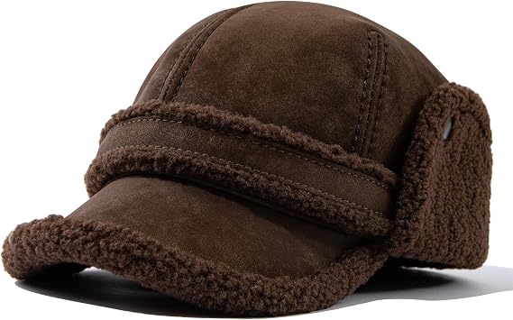 Winter Baseball Cap with Fold Earmuffs Warmer Driving Cap Fleece Earflap Trapper Hat for Cold Weather Cadet Hat