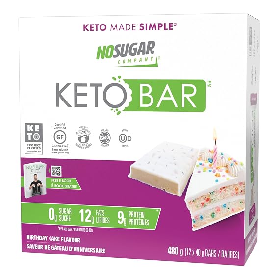 No Sugar Keto Bar Snack, Birthday Cake, Low Carb Healthy Snack, 480g