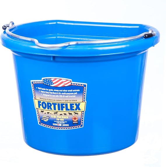 Fortiflex Flat Back Feed Bucket for Dogs/Cats and Small Animals, 8-Quart, Blue