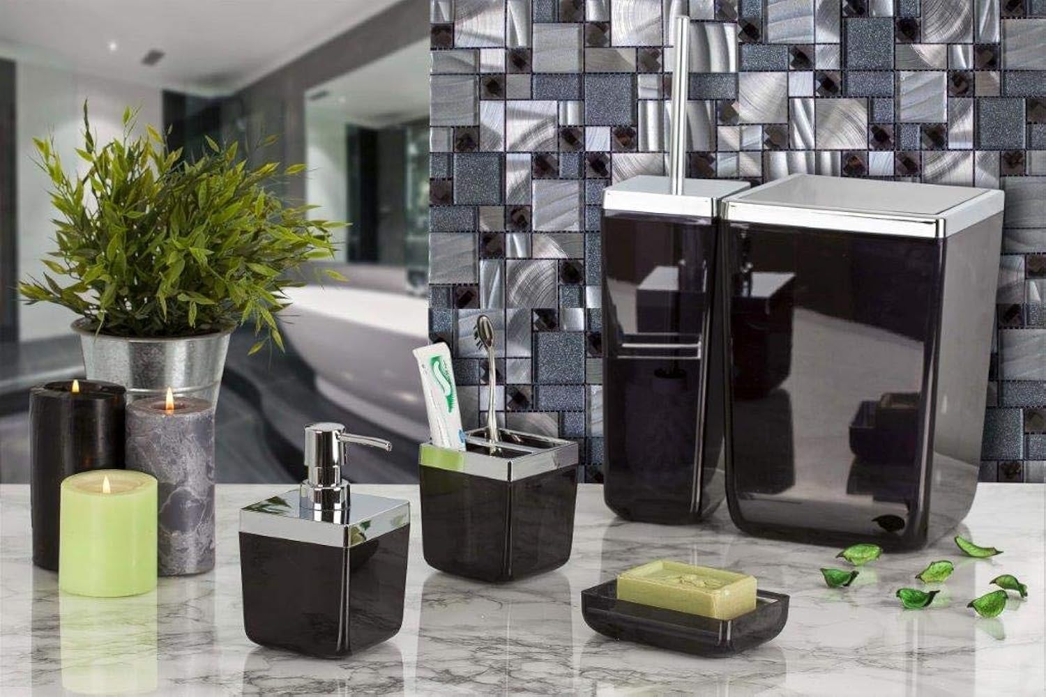Primanova Toskana Banyo SetiŞeffaf Siyah