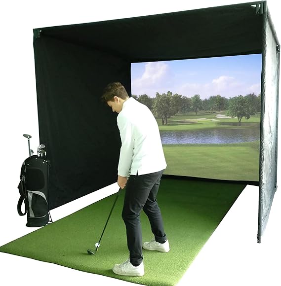 Golf Simulator Impact Screens Installed on Golf Hitting Net Frame, Golf Ball Simulator Impact Display Projection Screen Cloth for Outdoor Indoor Home Golf Training 3mx1m