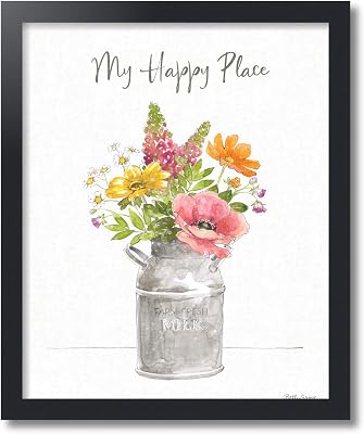 ArtToFrames Farmhouse Floral VIII 18 x 22 Framed Print by Beth Grove - Framed in Satin Black with 060 Plexi Glass - Handmade in the USA