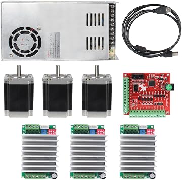 RATTMMOTOR CNC Controller Kit Nema23 Stepper Motor 23HS8430 270oz-in 76mm 3A 1.8Nm Single Shaft 57mm57mm76mm with TB6600 Stepper Motor Driver 4.5A DC 10-45V for CNC Router