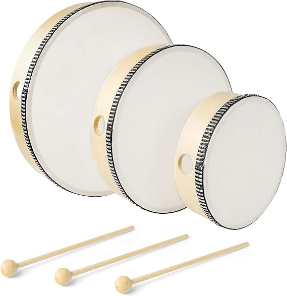 Hand Drums with Drum Stick for Adults, 10, 8, 6 Inch