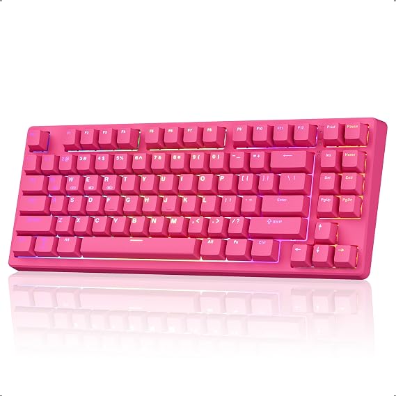 Kisnt KN85 Wireless Silent Mechanical Keyboard, 75% Layout, Bluetooth/2.4GHz/USB-C, Custom RGB Backlit, Hot Swappable, Quiet Typing for Windows/Mac/PC (Berry Red)