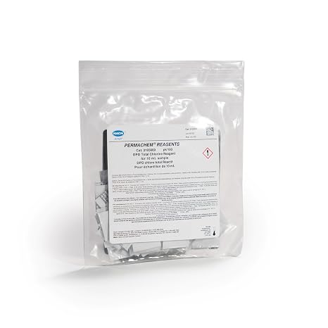 Hach DPD Total Chlorine Reagent Powder Pillows, 10 mL, Pack of 100, 2105669 | Range 0.022.00 mg/L Cl2, USEPA Accepted Method 8167, Drinking Water & Wastewater Analysis, For Use with Colorimeter
