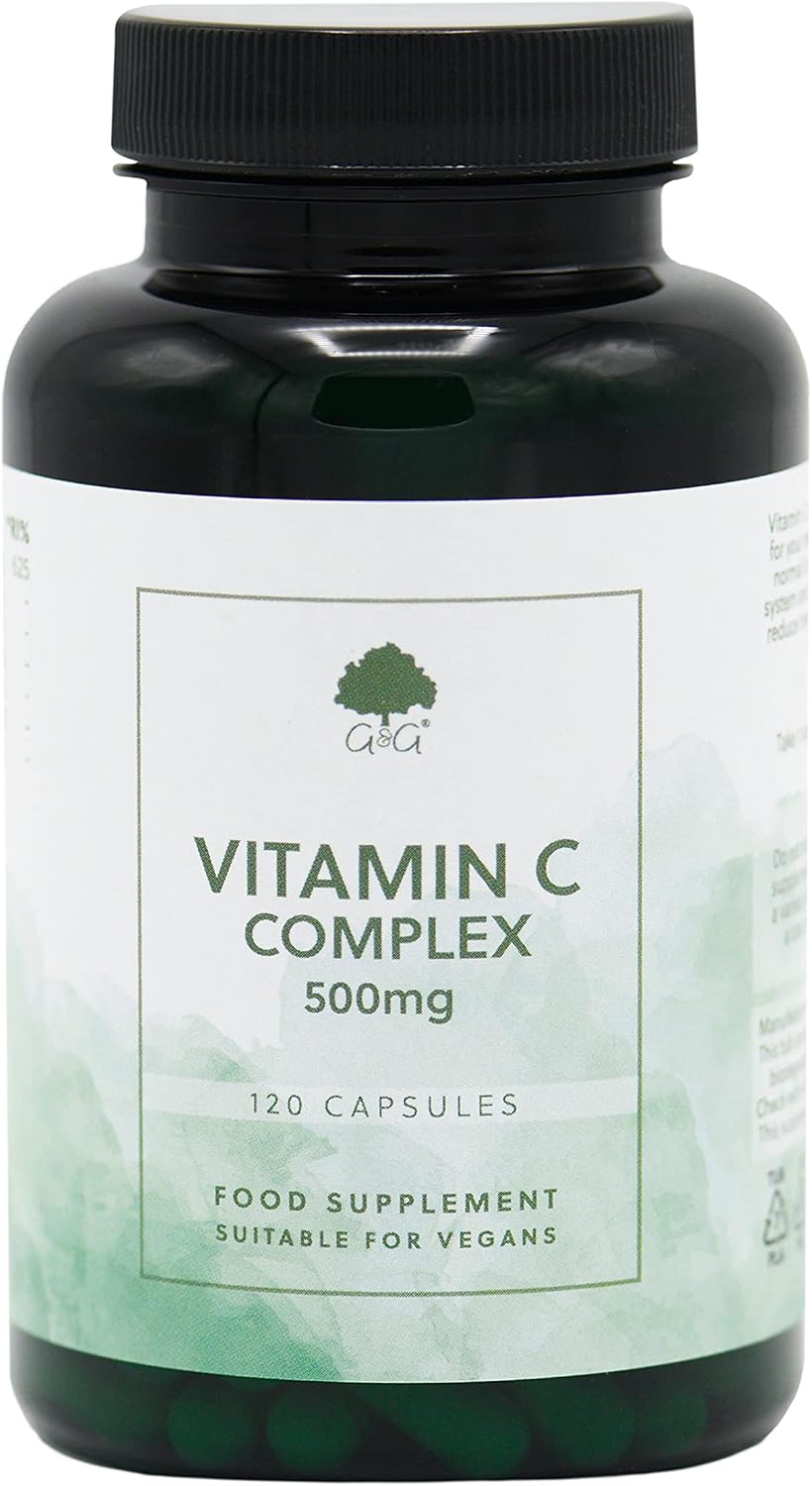 Vitamin C Complex | 500mg Vitamin C per Capsule with Rose Hip and Acerola | 120 Vegan Capsules | G&amp;amp;G Vitamins