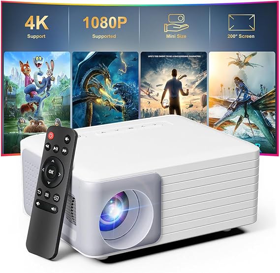Mini Projector,1080P Support Portable Projector for iPhone,Movie Projector