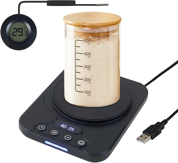 Sourdough Starter Warmer，Precise control of every 1°F (21-43°C/70-110°F)，24-Hour Timer Intelligent Memory Heating Function Sourdough Starter Heater for Home Baking (Black)