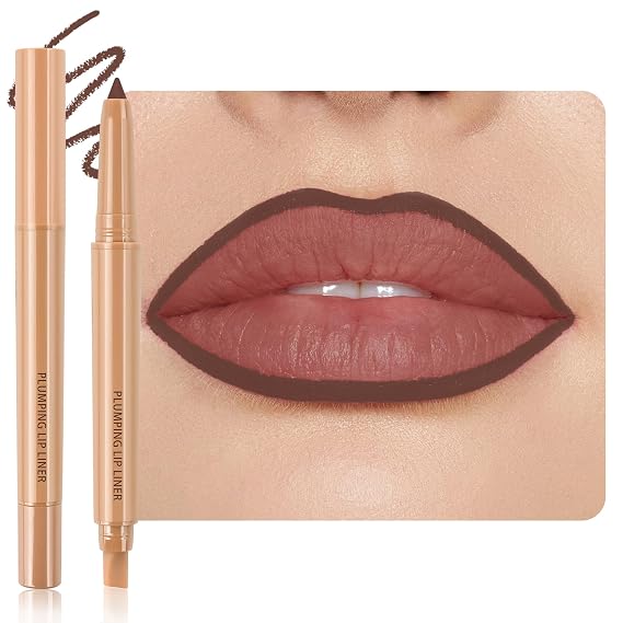 Matte Lip Liner, Plump Lipliner Pencil Crayon,Creamy Matte Finish with Silicone Smudger For Women, High-Pigment Smooth Formula for Sculpting &Contours Lip,Longwear,Lips Makeup,07#Brownish Red