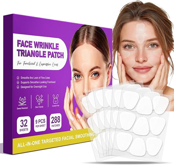 【288p】Forehead Wrinkle Patches 166/288pcs | 3D Triangle Design for Forehead & Frown Lines | Invisible Overnight Smoothies Wrinkle Patches | Gentle Physical Glattungs-Patches for Skin Appearance